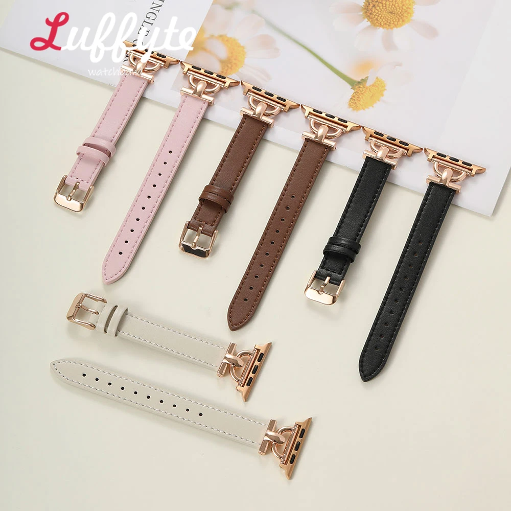 Damen Luxus-Armband aus weichem Leder für Apple Watch Series 1-11 Ultra SE 3 2 1 Modisches, dünnes Uhrenarmband für iWatch 38-49mm.