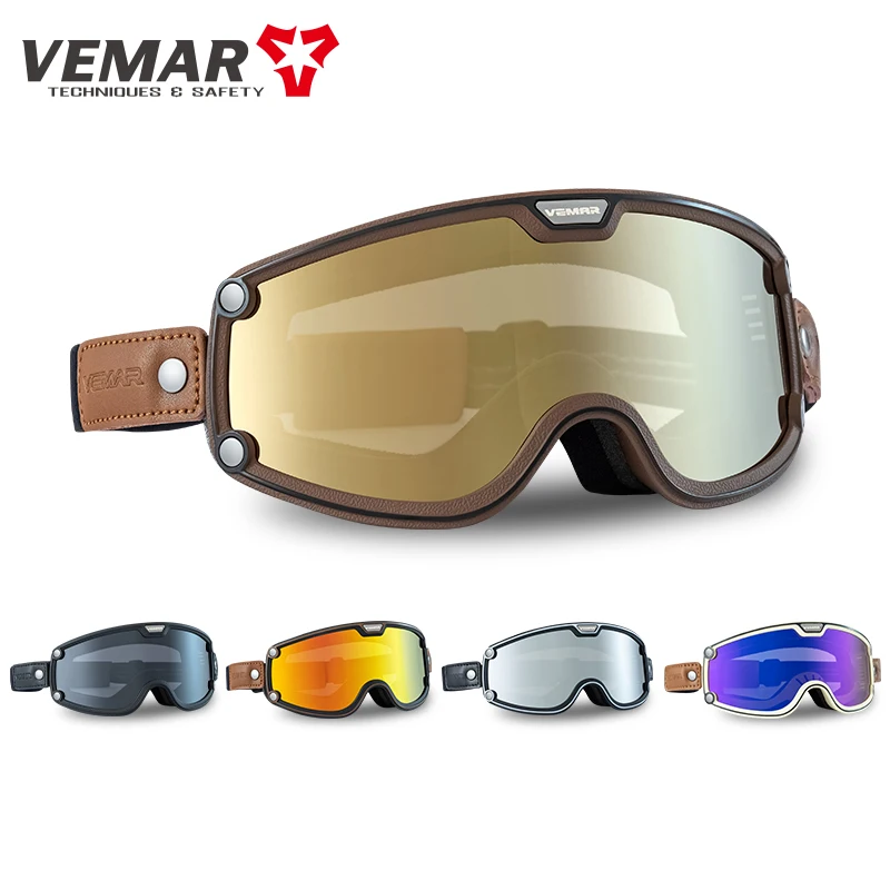 AliExpress VEMAR Retro Motorcycle Goggles Ski Glasses Sunglasses ATV Goggles Non-slip Belt Anti UV Racer Cycling Racing Goggles