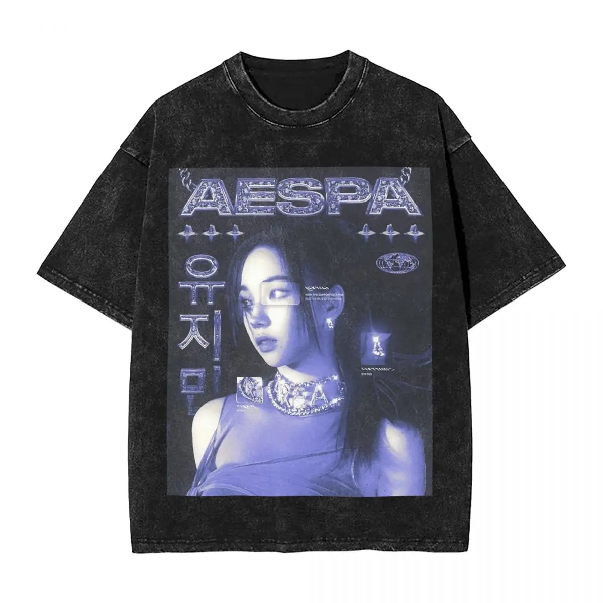 Aespaed Karina magliette lavate Streetwear Hip Hop T-shirt Vintage per uomo donna manica corta High Street Printed Tees