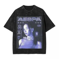 Aespaed Karina magliette lavate Streetwear Hip Hop T-shirt Vintage per uomo donna manica corta High Street Printed Tees