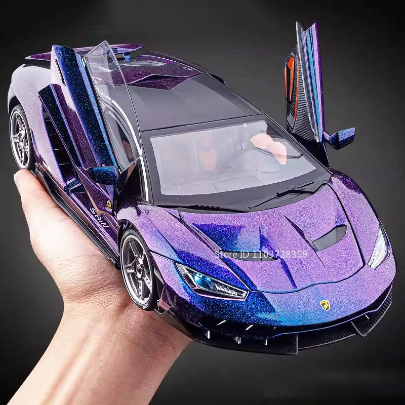 1:18 LP770 Aventador SVJ Sportwagen Model Speelgoed Legering Diecast Miniatuur Supercar Geluid Licht Deuren Geopend Trek voor Kid Geschenken