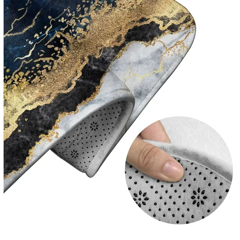 Badmat voor badkamertapijten marineblauw marmer goud abstracte sets 3-delige douchematten traagschuim antislip toiletkuip vloerkleed