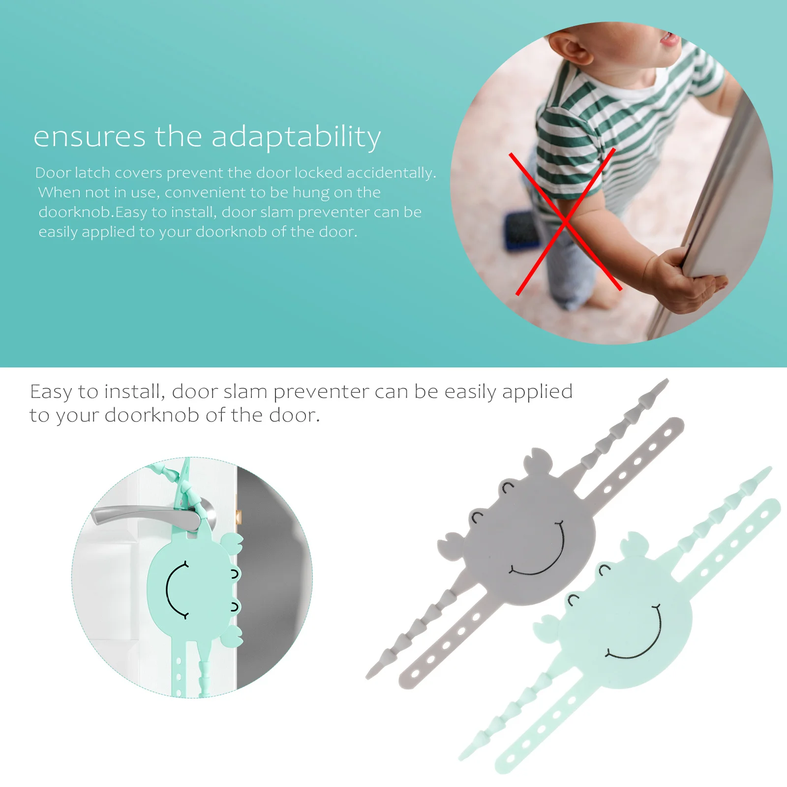 2 szt. Ciche nakładki na zatrzaski drzwi dla dzieci, ogranicznik otwarcia drzwi, zapobiegający stukaniu, blokujący hałas, ochrona, do domu, biura, szkoły