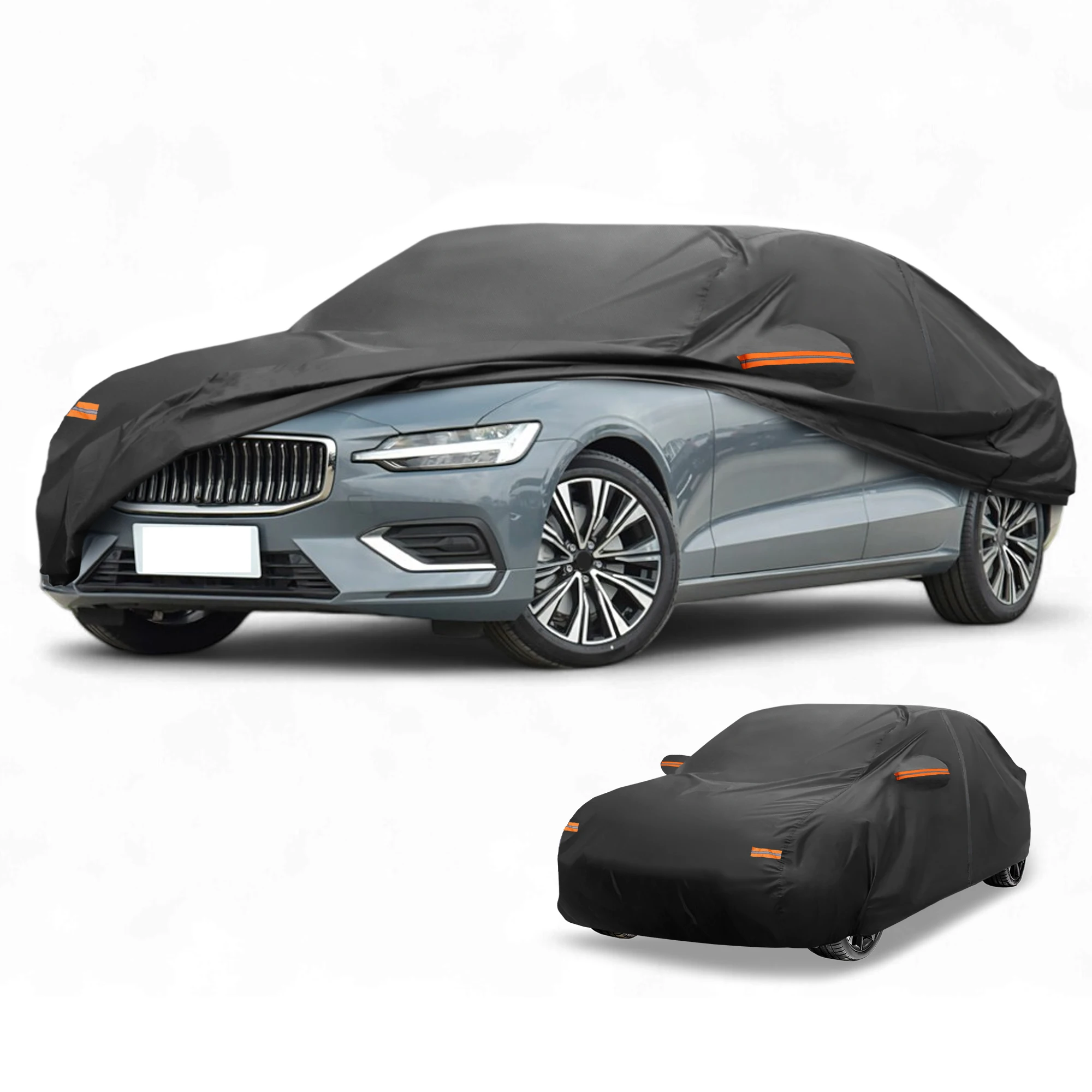 Motoforti Car Cover All Weather for Volvo S60 Sedan Black 190T-PU with Left Zipper