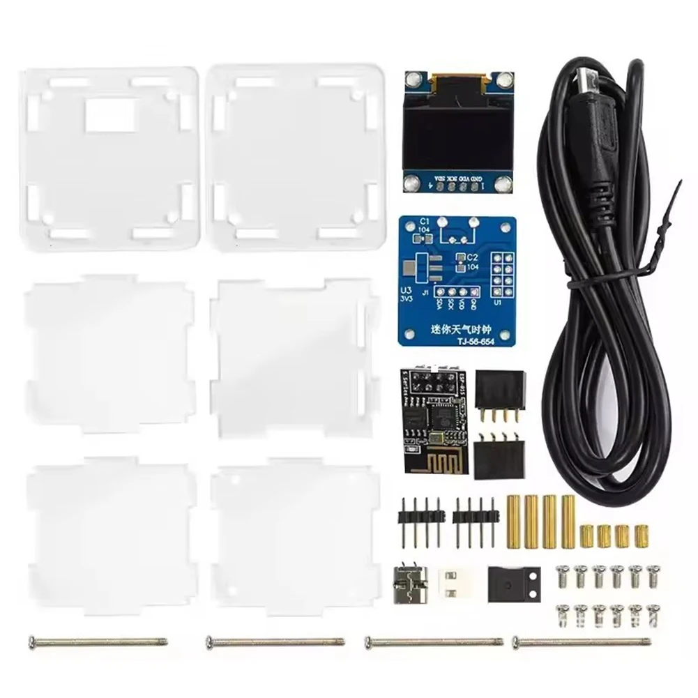 

1set DIY Mini Weather Station Kit With USB Power Supply Weather Clock Time Temperature Humidity Display Soldering For ESP8266