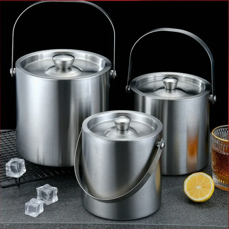 

1.6/2L Stainless Steel Insulated Ice Bucket Wine Beer Champagne KTV Party Cooler