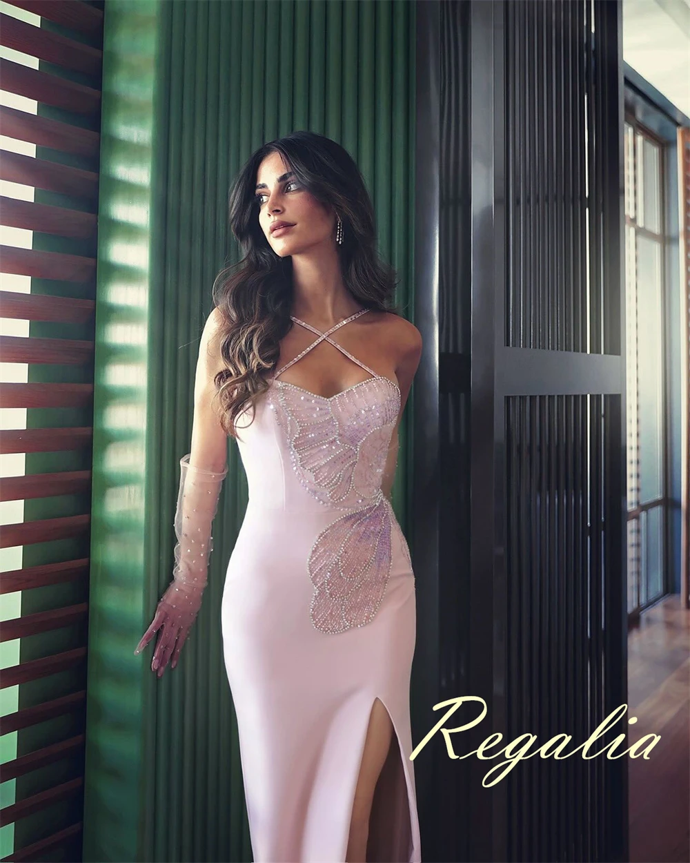 Customized Exquisite Pink Jersey Evening Dress Formal Halter Sleeveless Homecoming Dresses Fashion Special Occasion Gowns