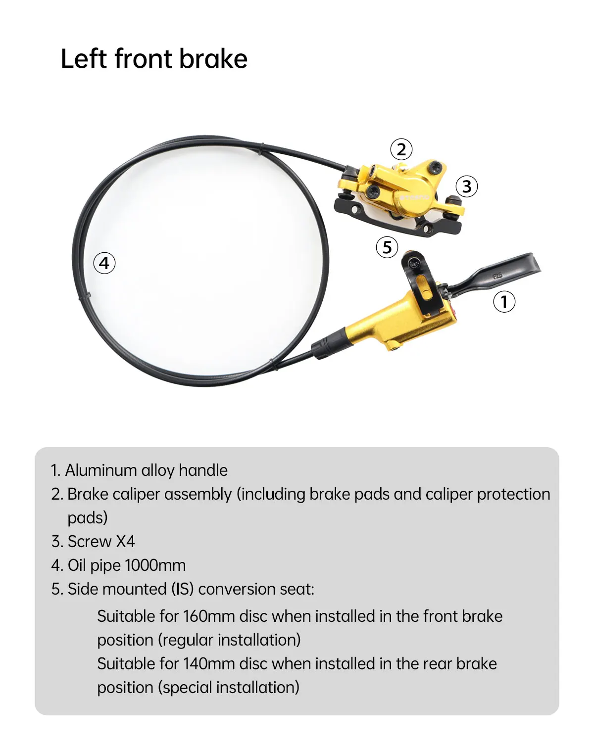 TESNO 2-Kolben Hydraulische Scheibenbremsen-Set für MTB und Rennräder, 160mm Rotor, Bremssattel Vorne und Hinten, 1000/1800mm Ölbremsteile – Detail 8