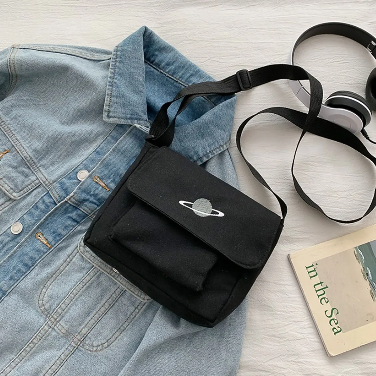 Torba na ramię z materiału żeglarskiego, w stylu koreańskim, oryginalna torba crossbody Suefeng dla uczennic. — zdjęcie 7