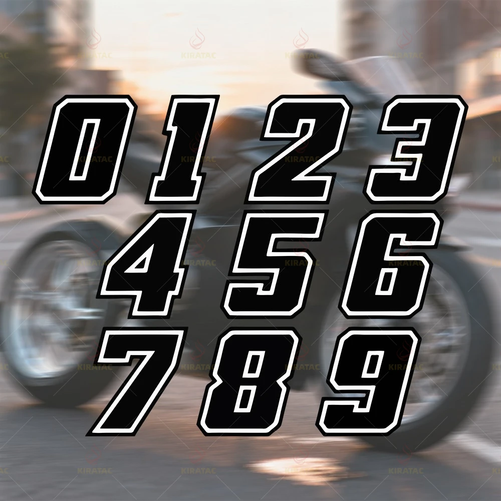 1Pc Black Motorcycle Number 0‑9 Stickers, Waterproof Universal Vinyl Decals for Fuel Tank Fairing Fender Scooter Car Body