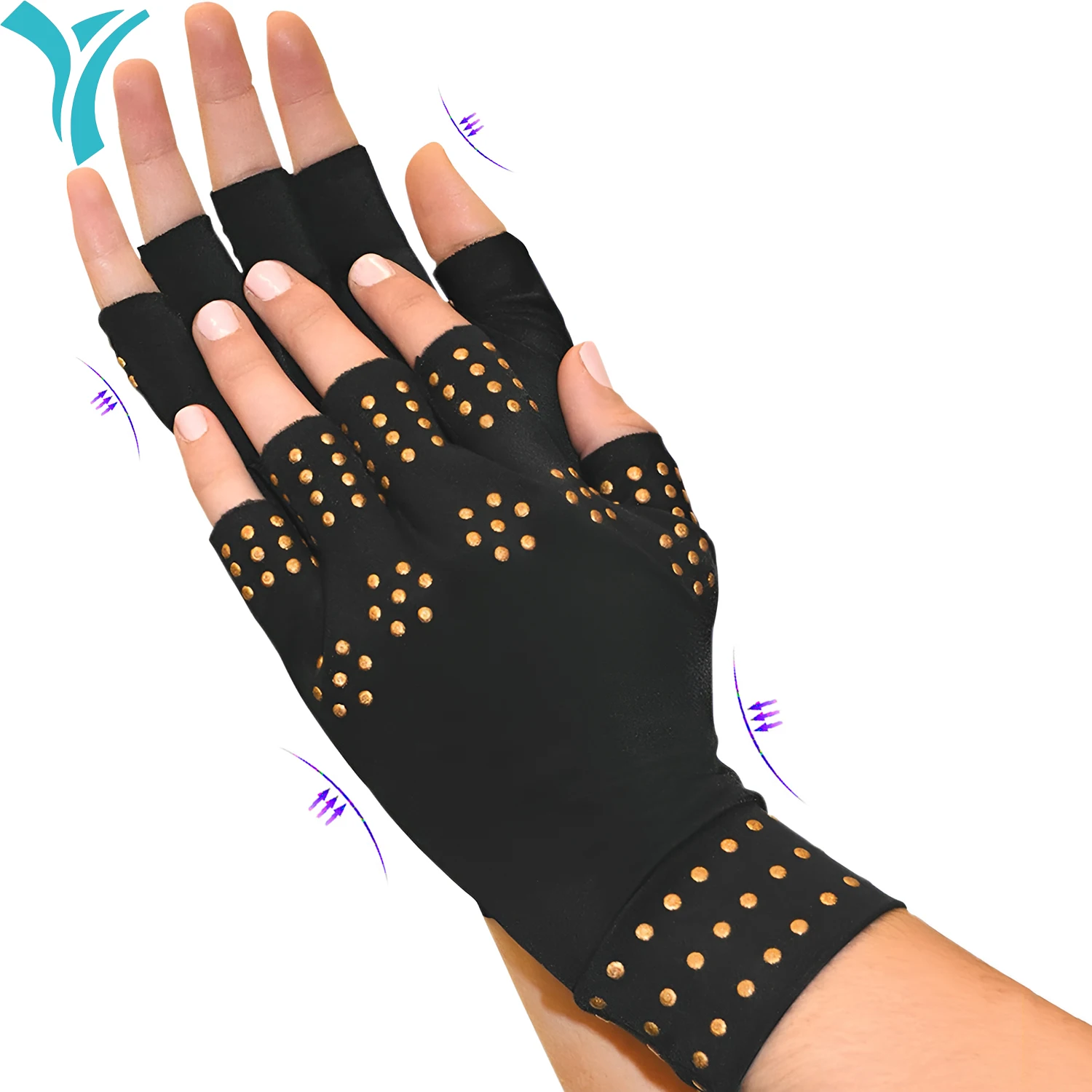 

Fingerless Compression Gloves Magnetic Anti Arthritis Health Therapy Glove for Rheumatoid Hand/Cycling/Sport/Running(1Pair )