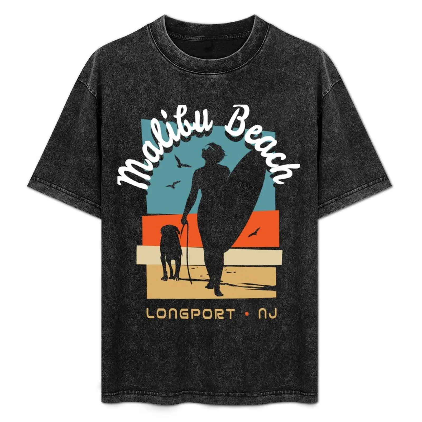 

Vintage Malibu Beach, Longport, New Jersey surfer gift T-Shirt Comfortable Daily Wear Tee