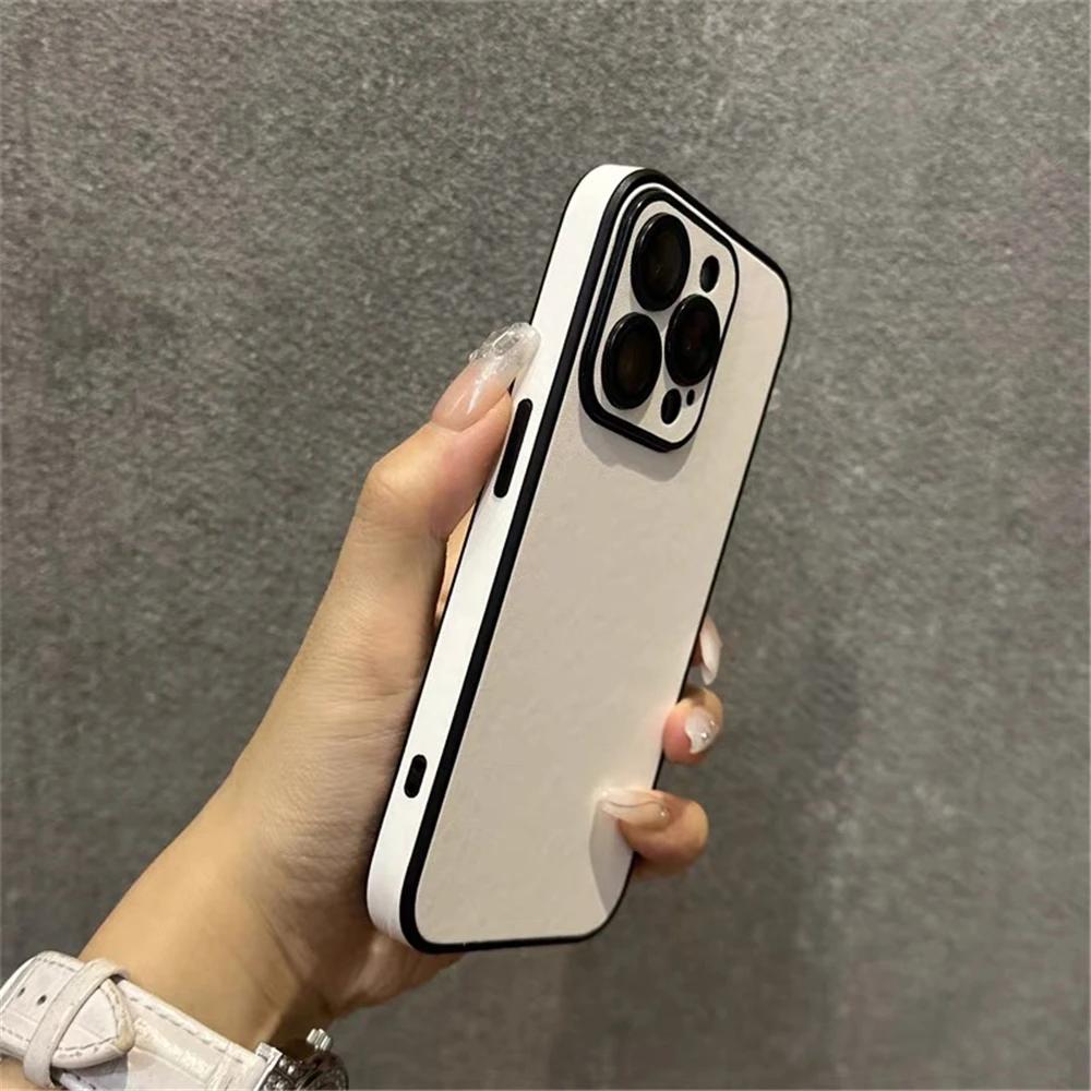 Luxury Lambskin Matte Original Phone Case For iPhone 14 Pro 13 12 15 Pro Max 11 Soft Shockproof Camera Len Protecion Cover Funda