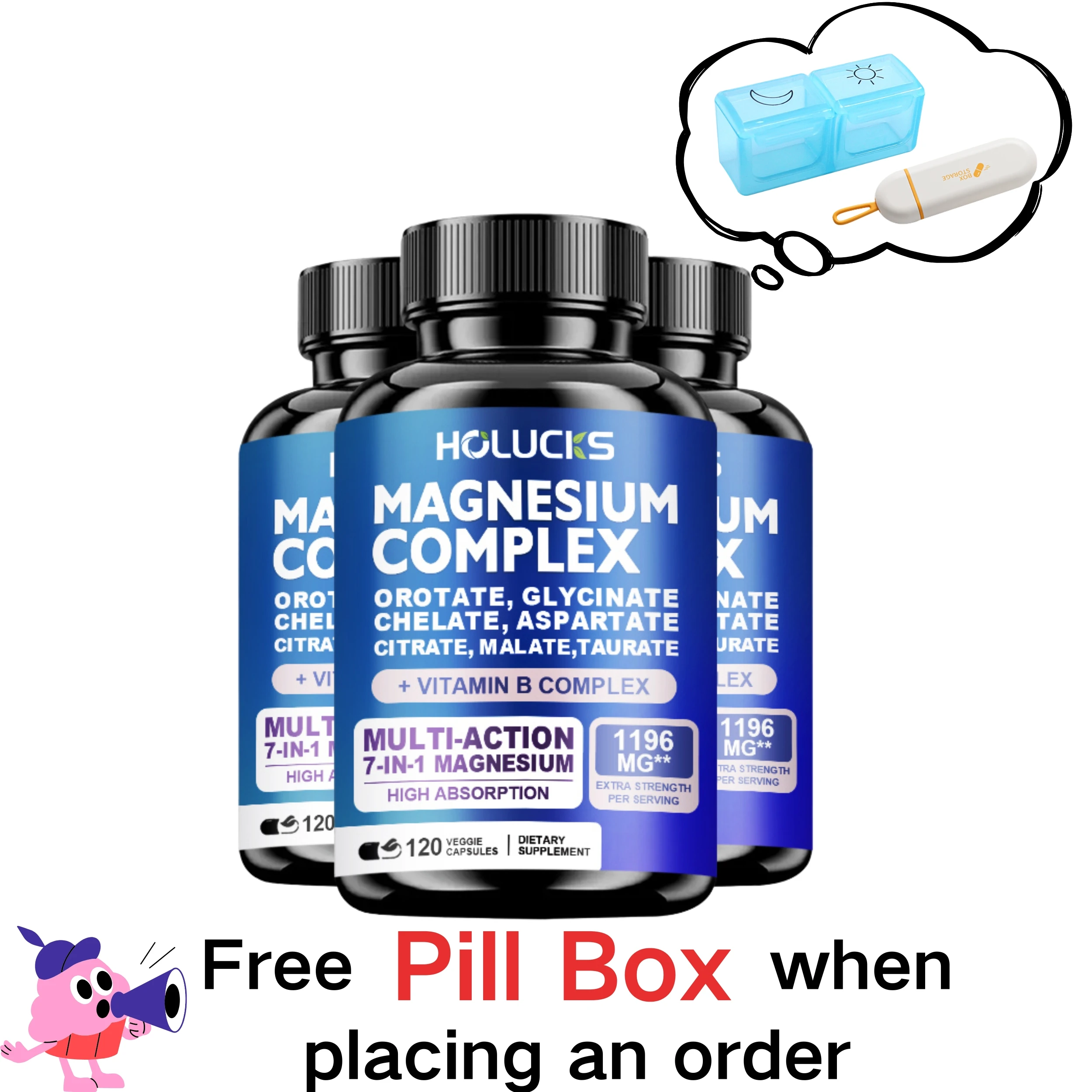 

High Absorption Magnesium Complex Capsules - Bone, Muscle & Heart Health Supplement, Sleep Support,Muscle Relaxation
