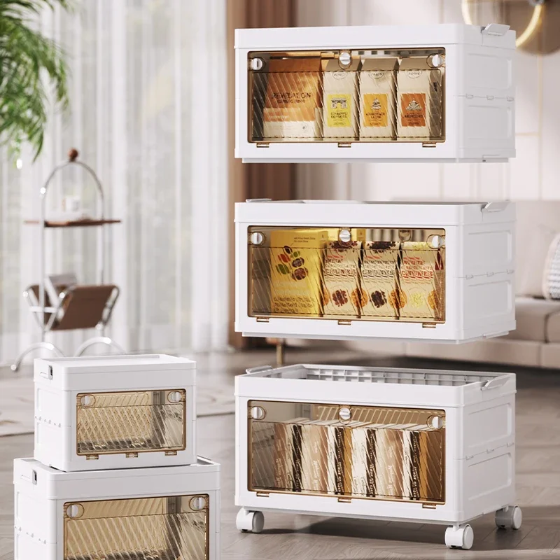 

No Assembly Space Saving 3 Layer Foldable Storage Portable Storage Closets Large Plastic Storage Containers with Doors