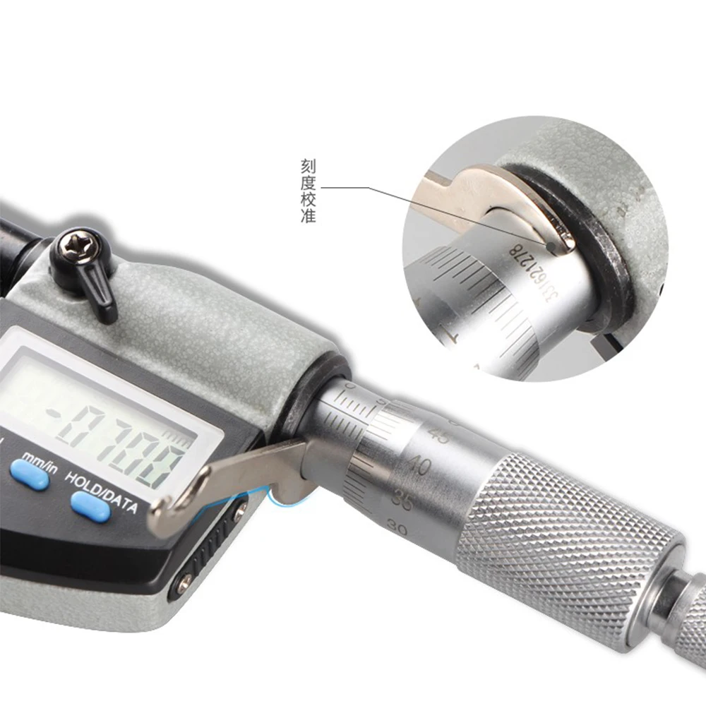 0-25mm Digital Display Micrometer with Engraved Measuring Tool Spiral Differential Head with Mounting Electronics