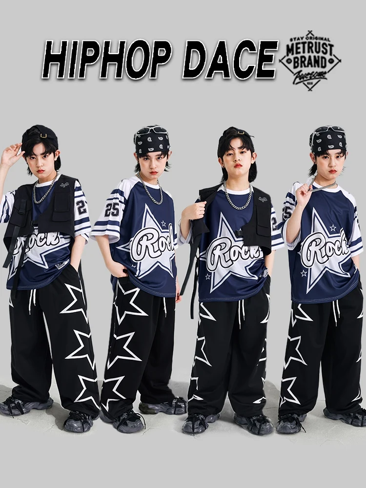 

2025 Boys Street Dance Hip Hop Clothing Loose T-Shirt Vest Hiphop Pants Outfits Children Jazz Dance Costumes For Girls DQS19499