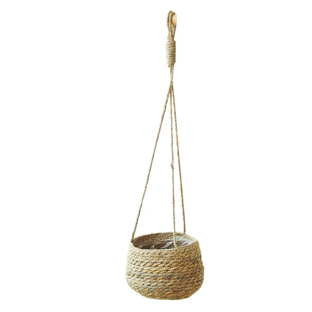 

Creative Brown Hanging Weaving Flowerpot Rope Plant Hangers Hanger Box Planter Garden Ornament Woven Flower Pot Balcony Terrace