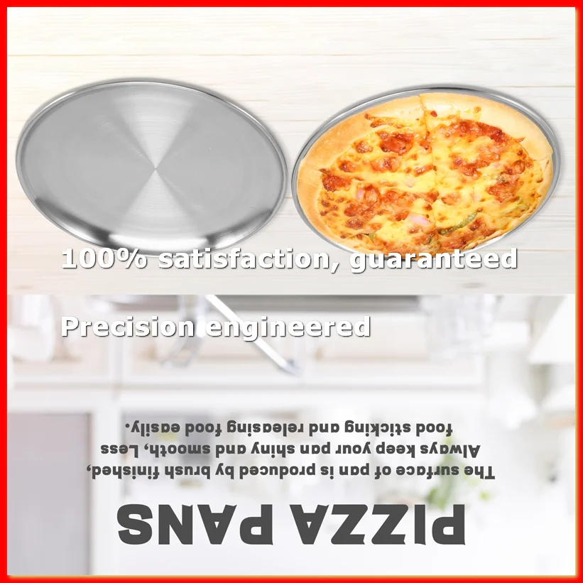10 Inch Pizza Pan Set of 2, Stainless Steel Pizza Round Baking Trays, Crisper Oven Pan for Baking Serving,-A73M