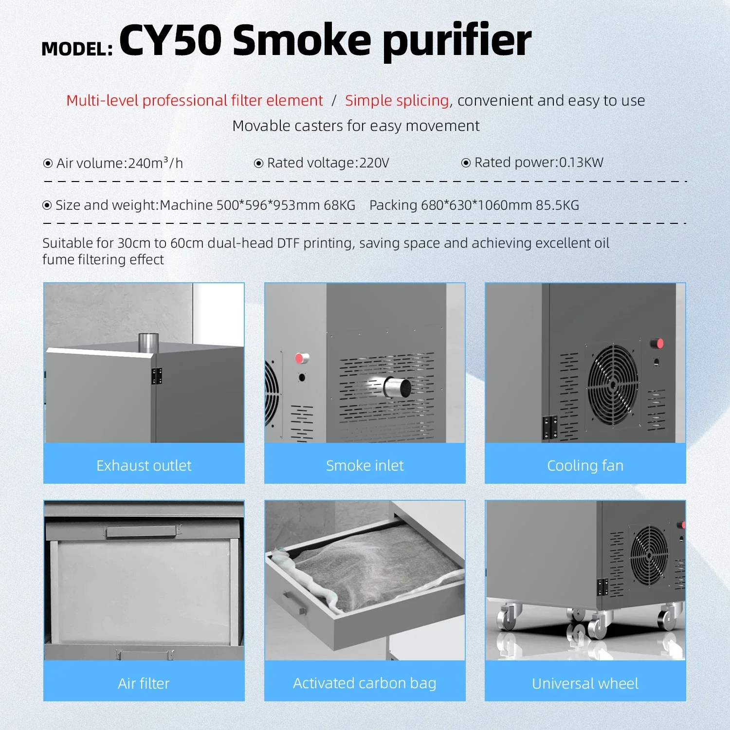 CY50 Factory Prices DTF Printer Lampblack Smoke Air Filter Making Machine for Gas Disposal Machinery