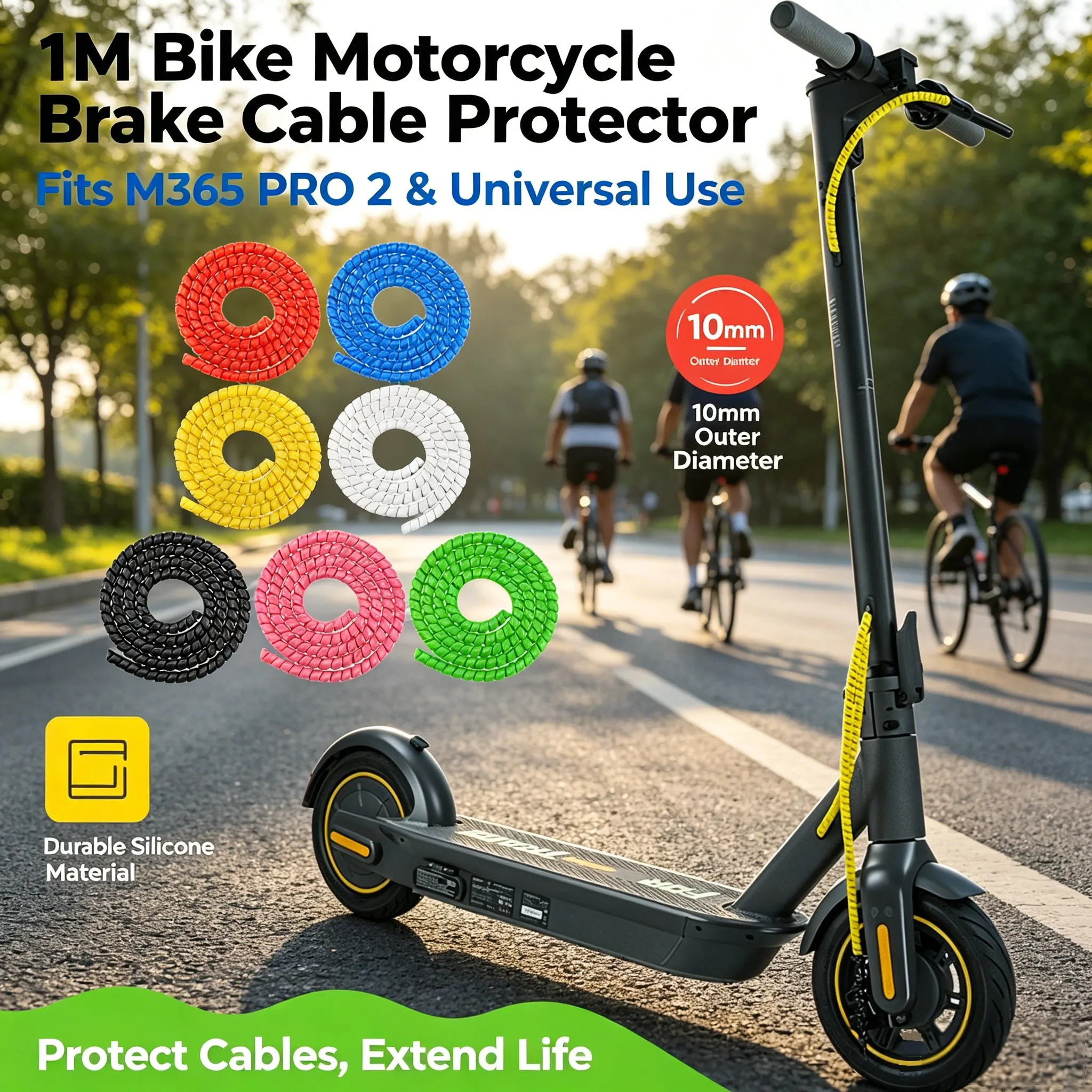 1M Electric Scooter Brake Line Protector For M365 PRO 2 Universal Spiral Wrap Cable Sleeve For Bicycle And Motorcycle Safety