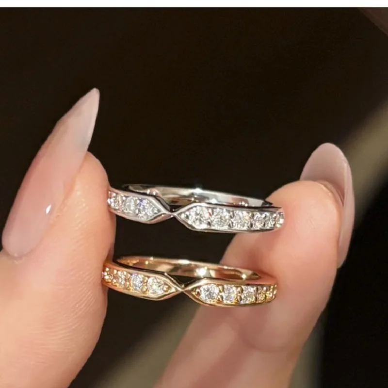 

Apaison Exquisite Sparkling Full Moissanites Women Party Ring - Wedding Engagement Anniversary Rose Gold Plated Jewelry Gift