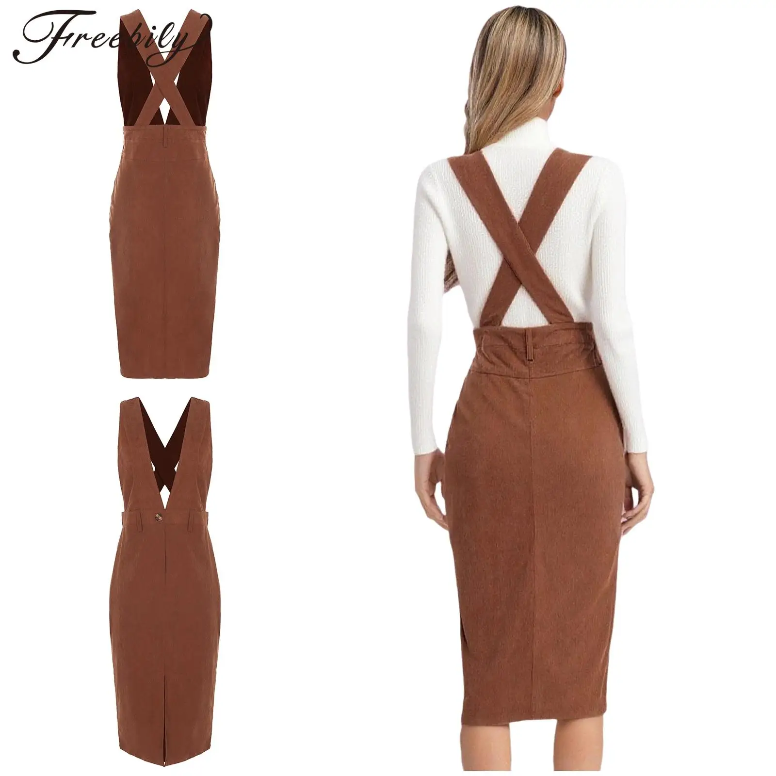 فستان نسائي قصير أنيق بحمالات ملابس على شكل حرف V معبر سبليت فستان عام بطول الركبة فستان ضيق ملابس نسائية