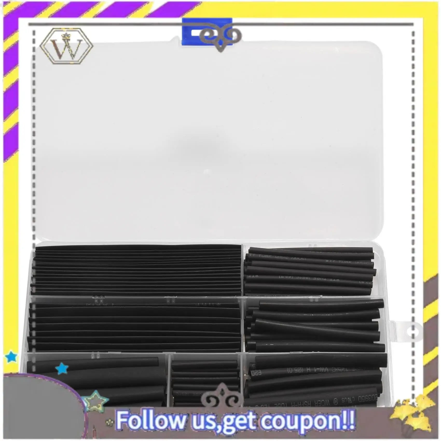 New 150Pcs Wire Black Case Set Heat Shrink Tubing Wrap Tube Assorted Sleeves