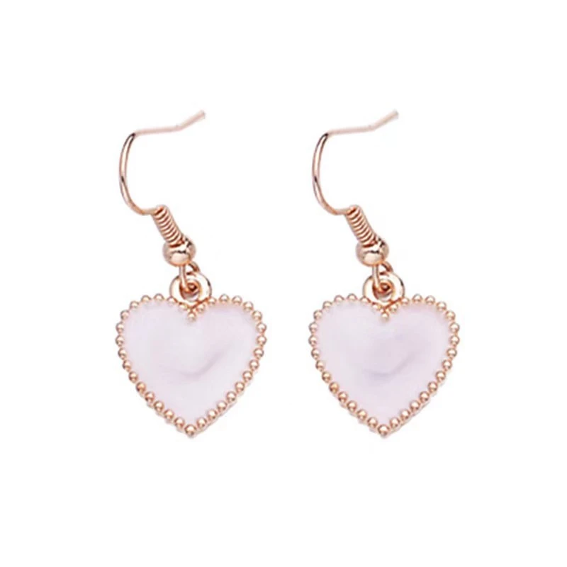 Fashion Stud Heart Ear rings For Women Girl Wholesale White Heart Drip Oil Earring Fine Jewelry