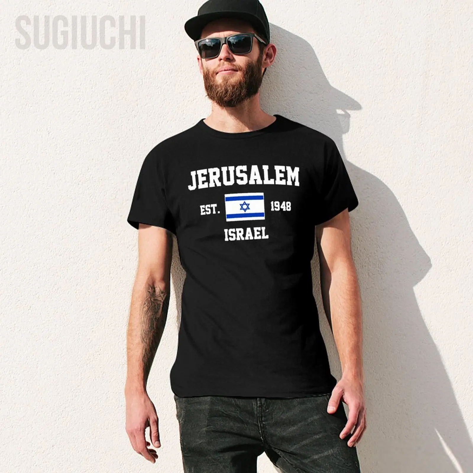 Patriotic Flag Israel EST.1948 Jerusalem Men Tshirt Tees T-Shirt O-neck T Shirts Women Boys Clothing 100% Cotton