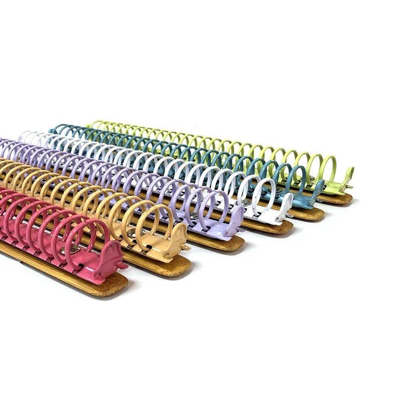B5 Colorful Metal Ring Binder Clips with Bamboo Back Panel 26 Detachable Buckle Loose-leaf Binding Strip for Notebook