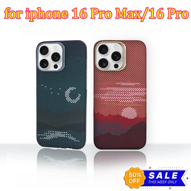 

Carbon Fiber Aramid Magnetic Case for Iphone 16 Pro Max/16 Pro Thin Lightweight Cover