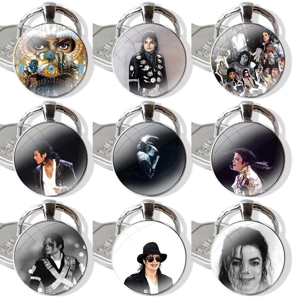 Michael Jackson Schlüssel bund hand gefertigte Glas Cabochon Schlüssel ring halter Anhänger Schlüssel anhänger