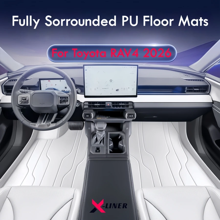 

Полностью закрывающие коврики из полиуретана для Toyota RAV4 2026 Hybrid (левый/правый руль), двухслойные, с покрытием под ковер