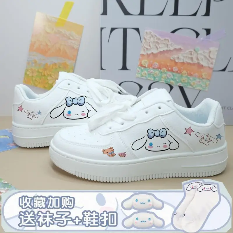 New Cosplay Anime Kuromi Pochallo Pu Leather Sneakers Cute Cartoon Student Casual Shoes Adult Women's Low State Walking Shoes