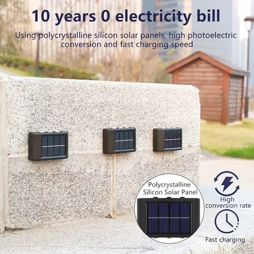 Solar LED Light, Outdoor Waterproof Wall Lamp, Dusk to Dawn Fence Up And Down Luminous Lighting  for Summer Garden Yard Porch