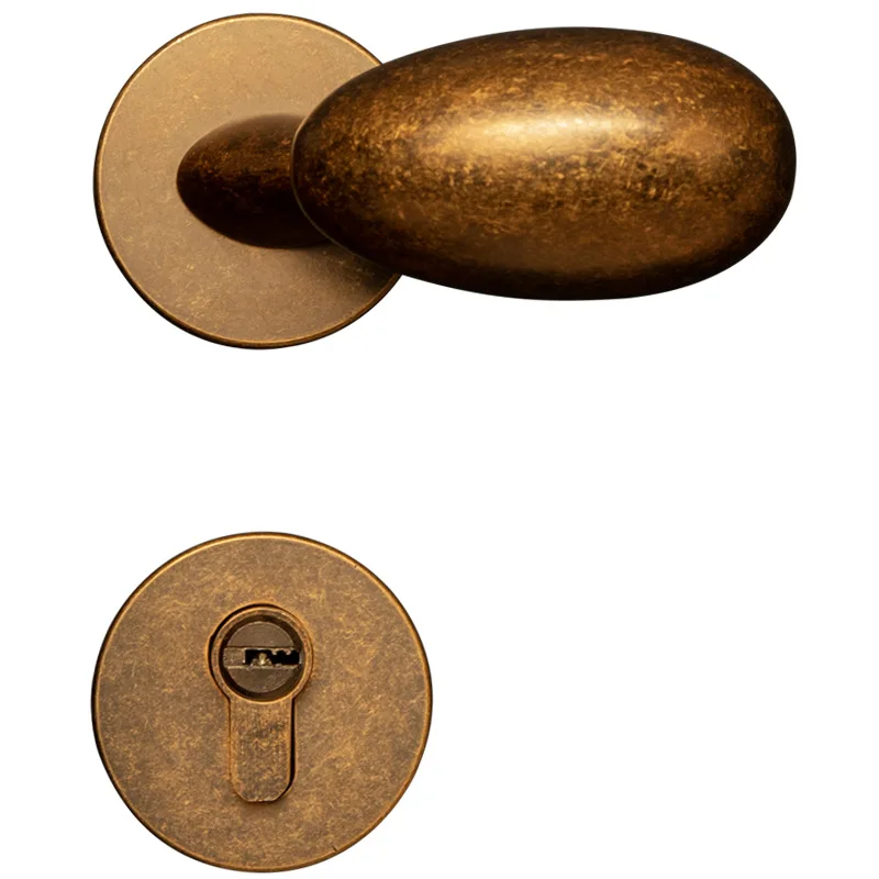 

American retro silver bedroom door lock household goose egg shape simple magnetic suction silent room door lock indoor wooden