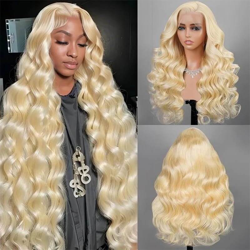 

Blonde Body Wave Lace Front Wig HD Transparent Lace 13x4 13x6 Human Hair 613 Pre Plucked Full Frontal Wigs 200% Density 30 Inch