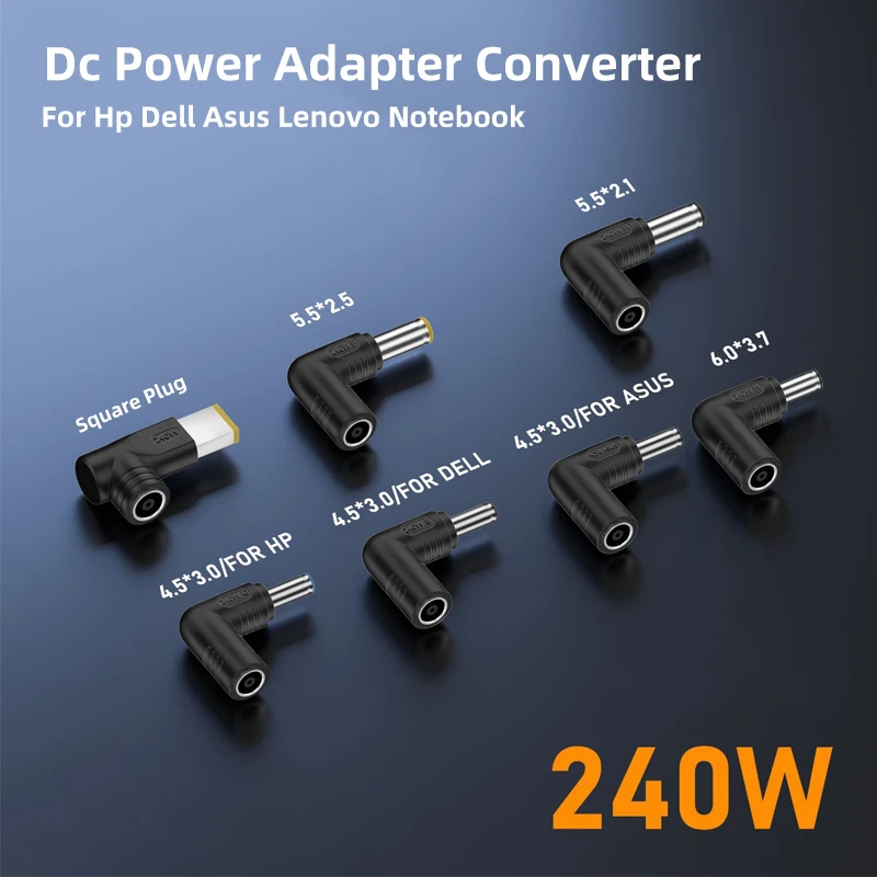 Laptop Power Adapter Connector 240W DC Jack 7.4*5.0mm Female to 4.5*3.0mm Male Plug Converter for Hp Dell Asus Lenovo Notebook