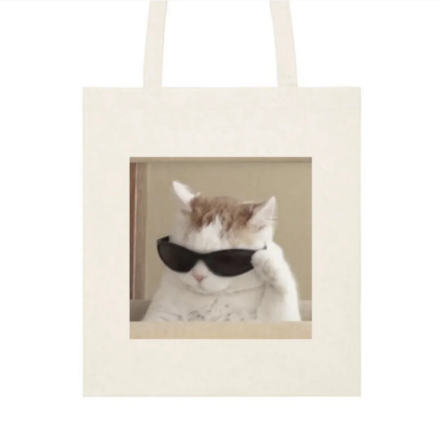 كسول السمين القط حقيبة كتف مضحك الكرتون القط الرموز التعبيرية حقيبة كتف المرأة حقيبة تسوق يومية المحمولة حقيبة حمل قابلة للطي