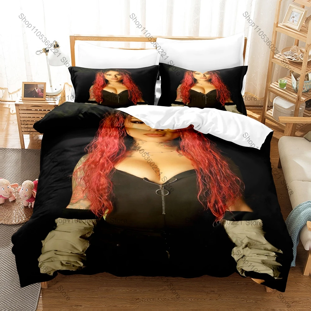 Snow Tha Product Printed Bedding Set, Duvet Cover plus 2 Pillowcases, Famous Female Rapper Style Soft Microfiber Textiles