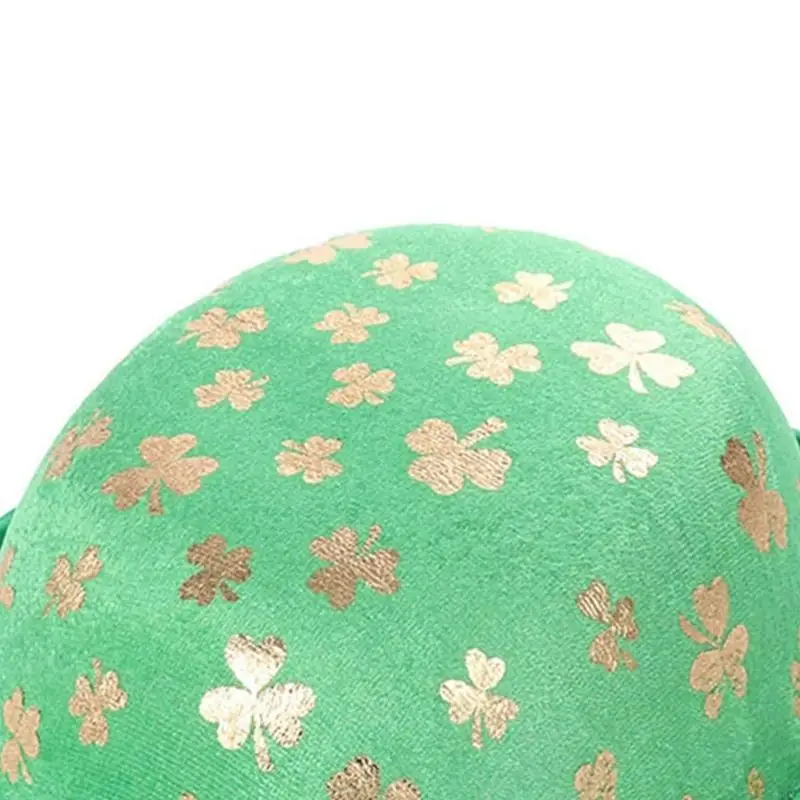 

L5YA StPatrick Day Fedora Hat Shamrock Dome Hat Festival Party Green Flat Top Hats