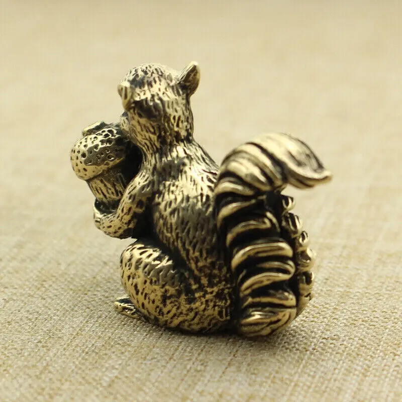Brass Squirrel Figurine Simulation Animal Model Statue Toys House Office Decoration