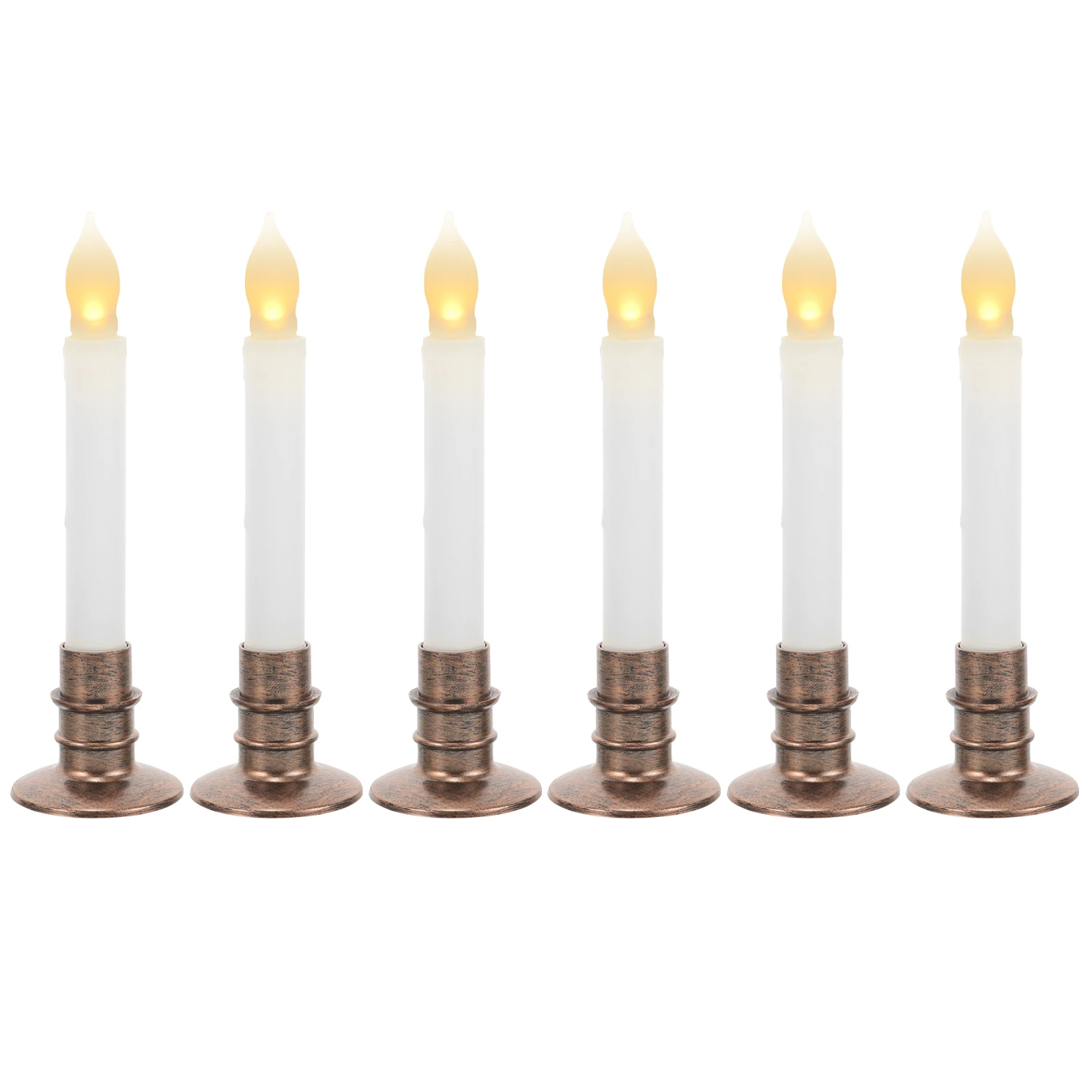 

6 Pcs Stem LED C Light Decoration Light Base Rotating Yellow Flash Pillar C les for Party Flameless Reusable