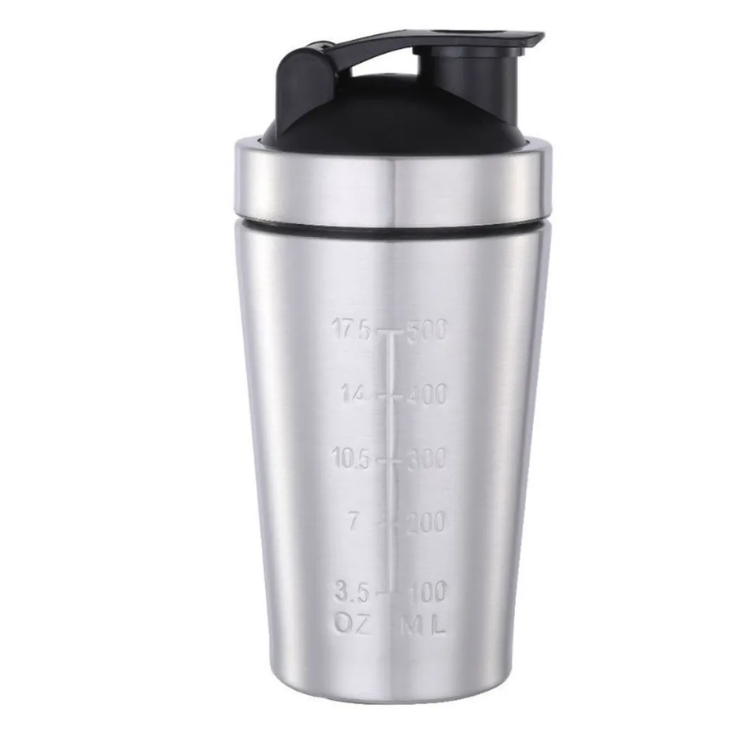 Stainless Steel Protein Powder Shaker Bottle with Ball Scale Leak Proof for Gym Fitness Sport Whey Shakes Water Cup - view 5