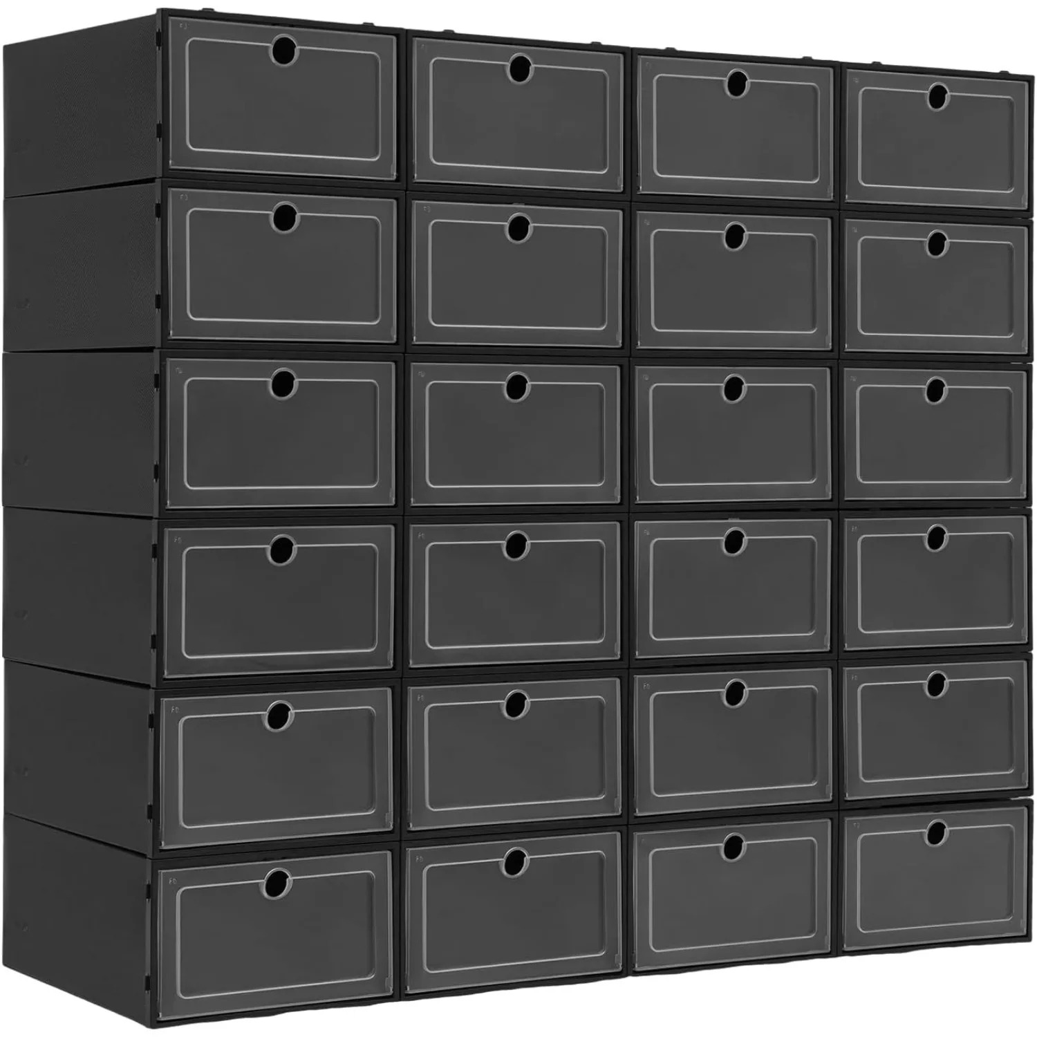 

24-Pack Plastic Stackable Shoe Box Set, Space Saving Sneaker Containers Display Case, Shoe Storage Organizer for Closet, 13 * 9