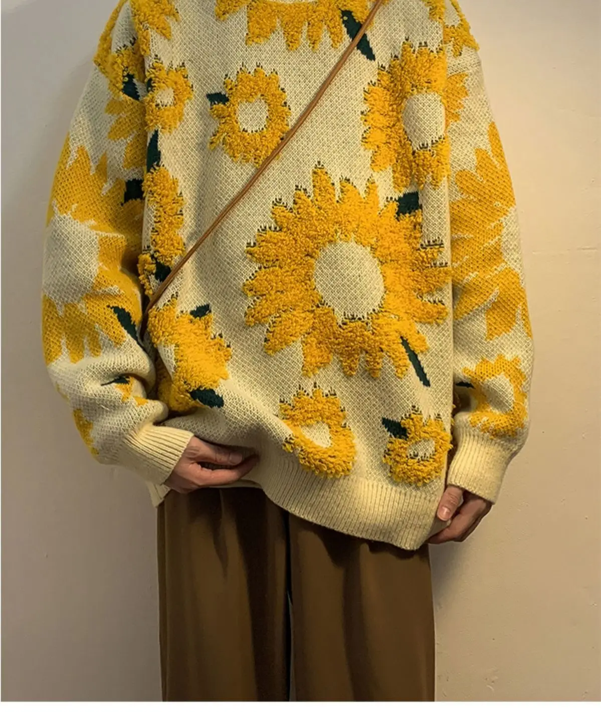 Winter Sunflower Warm Sweaters O-Neck Pullovers Sweater for Women Men Loose Casual Sweater Oversize Thick Knitted Couple Unisex