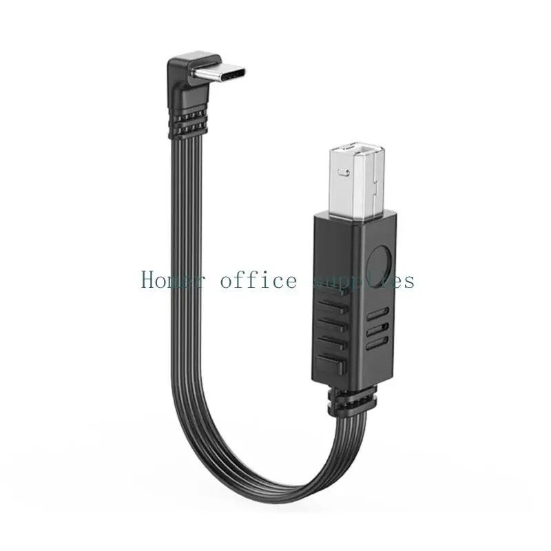 K43B Flat USB C Printer Data Cable to USB B, 1M Flexible Silicone Cord for Office Cable Routing and Daily Printer Work