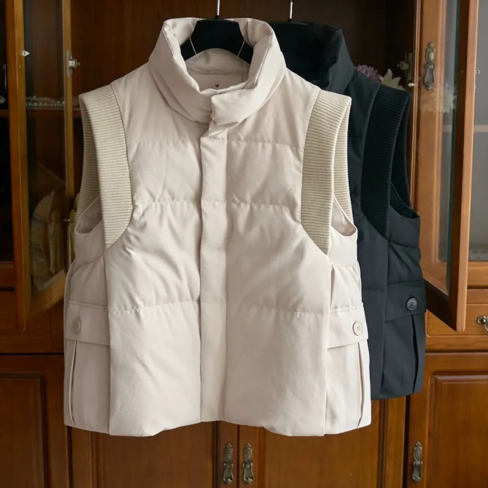 سترة نسائية محبوكة دافئة من Sve down Jaet ملابس خارجية النسخة الكورية من القماش المرقعة أخرى Sve pe عادية... #3