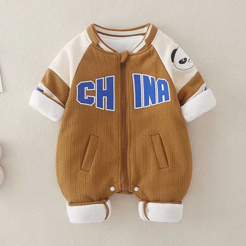 

Детский хлопковый комбинезон-слип для новорожденных мальчиков, весна-осень, тонкий, теплый, с высокой талией, длинный, зимний, термо-комбинезон